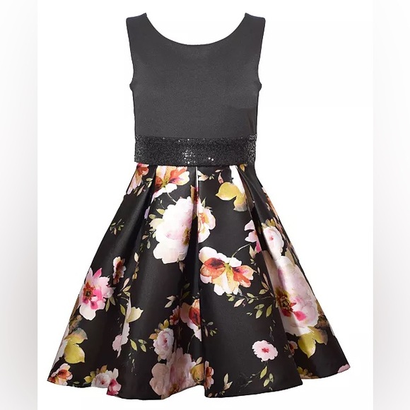 Bonnie Jean Other - Bonnie Jean Girls Size 14 Black Floral Dress